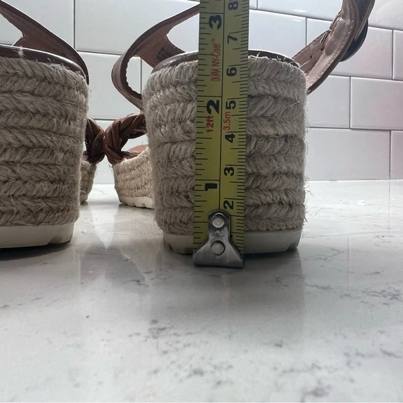 Brown Braided Memory Foam Wedge Espadrille Heel Ankle Strap Sandals Size 8.5 - Picture 13 of 13